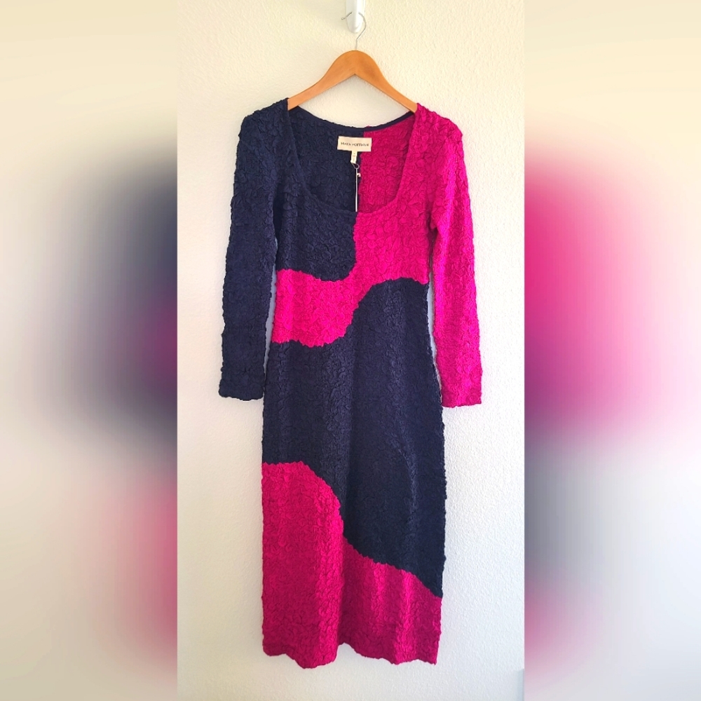 NWT Mara Hoffman Amy Navy/Pink Multi Dress, Size M